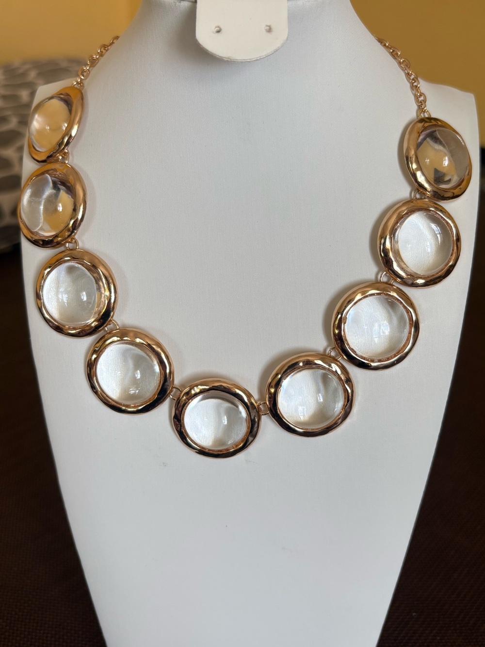 Gold-Tone Clear Stone Statement Necklace & Stud Earrings Set - Picture 7 of 12